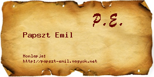 Papszt Emil névjegykártya